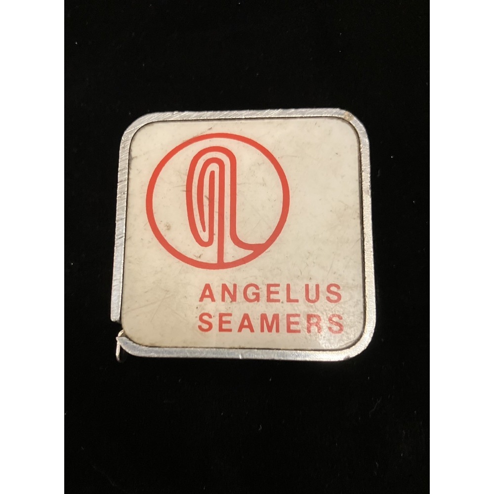 Vintage Barlow Advertising Tape Measure 6’ Angelus Seamers Steel Promotional